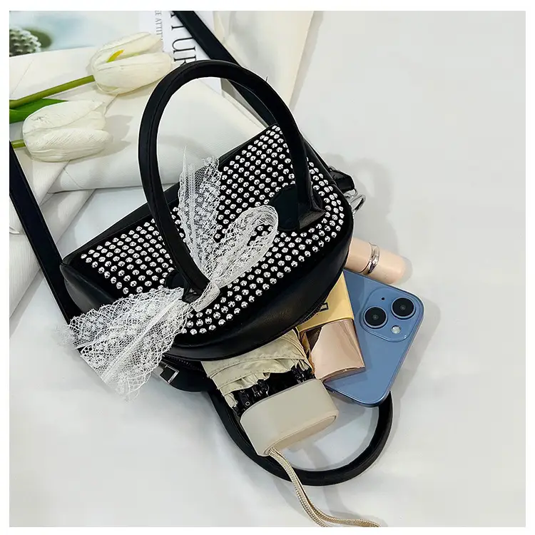 2025 New Silk Scarf Shell Handbag Large Capacity Bright Diamond Armpit Bag Diagonal Shoulder Bag for Women — feature 4