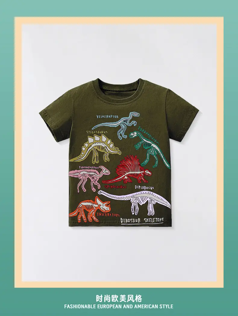 2025 Dino Print Short Sleeve T-Shirt for Boys — feature 2