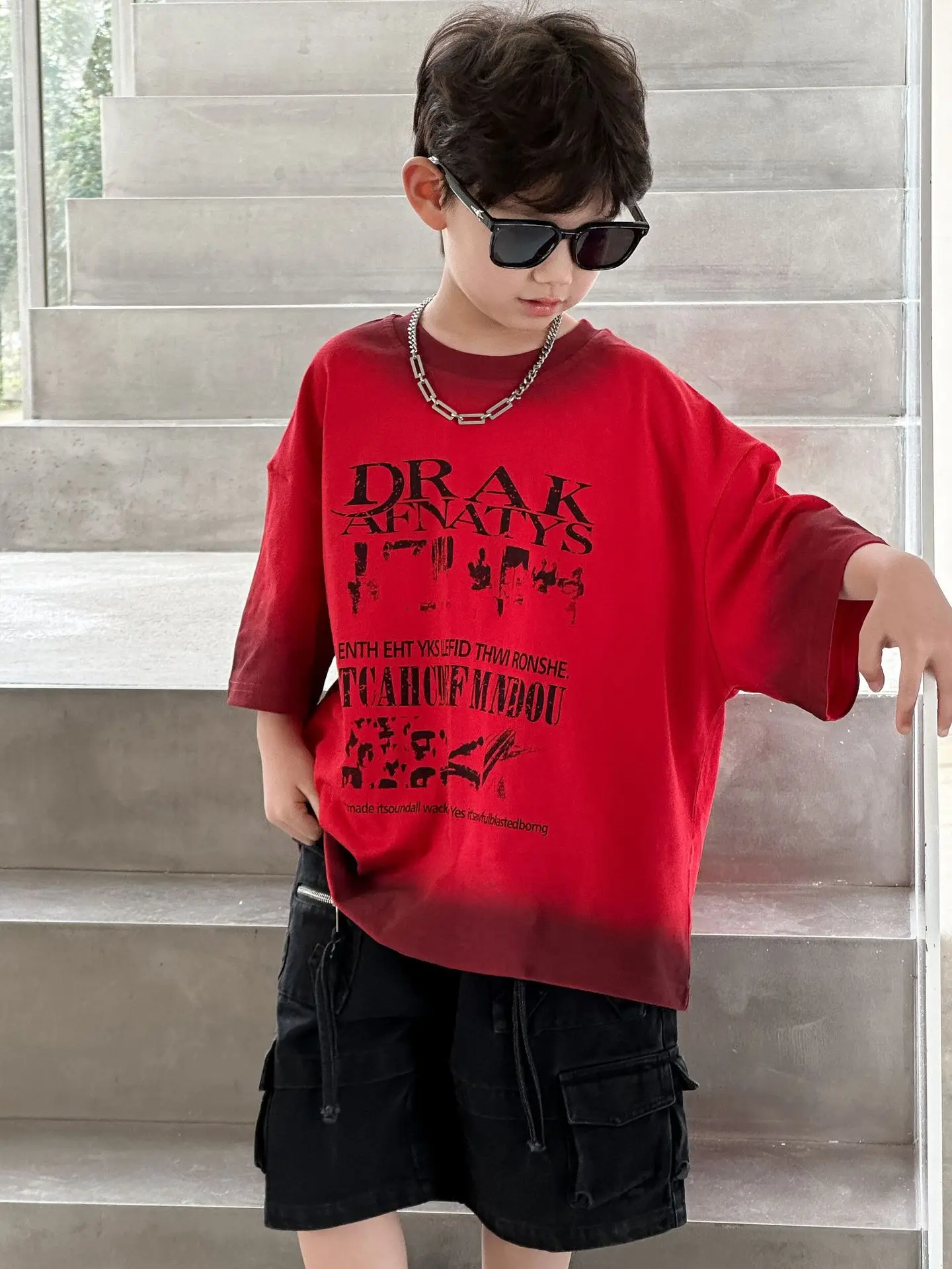 Kids Red Graphic T-Shirt Boys 2025 Casual Wear - Image 3