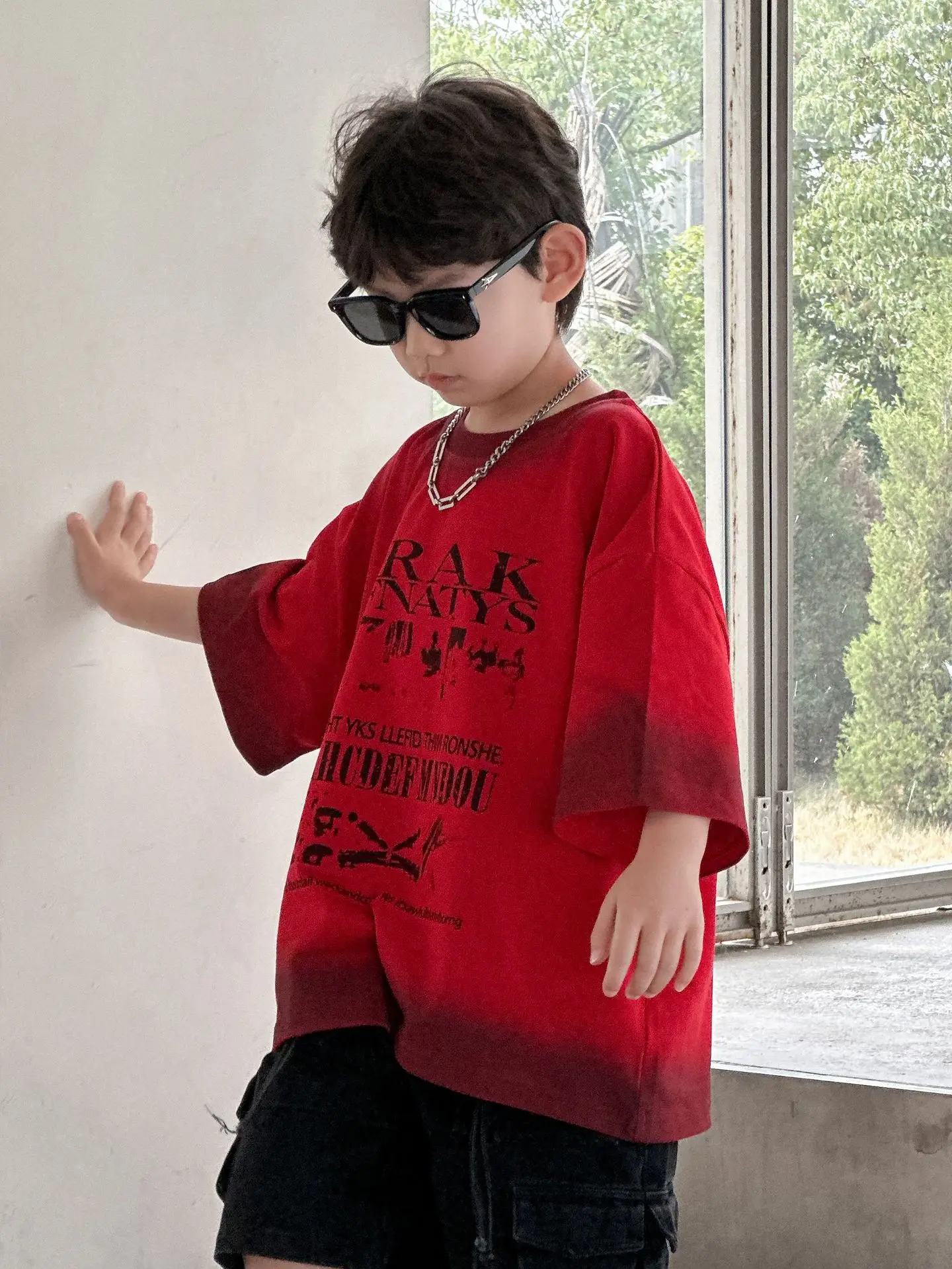 Kids Red Graphic T-Shirt Boys 2025 Casual Wear - Image 5