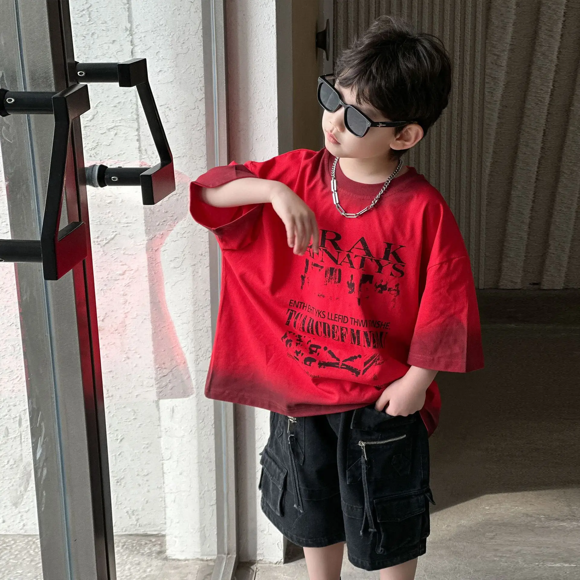 Kids Red Graphic T-Shirt Boys 2025 Casual Wear — feature 11