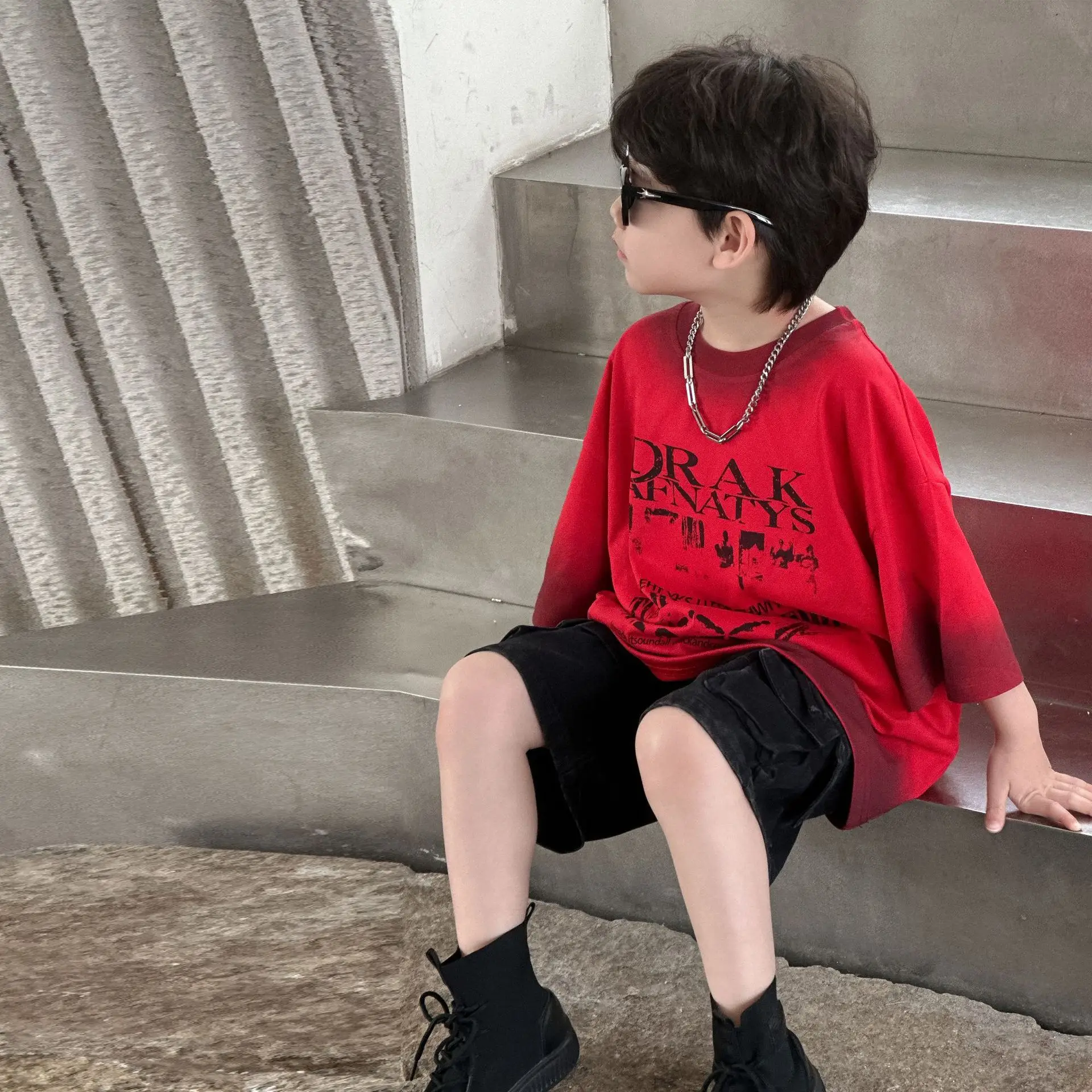 Kids Red Graphic T-Shirt Boys 2025 Casual Wear — feature 6