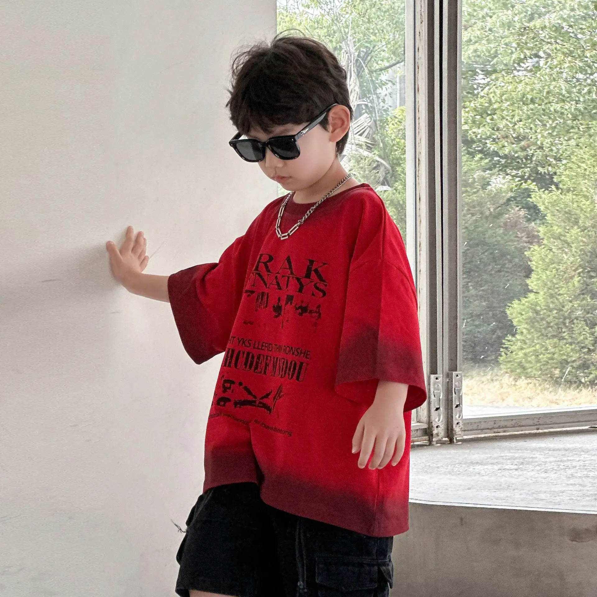 Kids Red Graphic T-Shirt Boys 2025 Casual Wear — feature 8