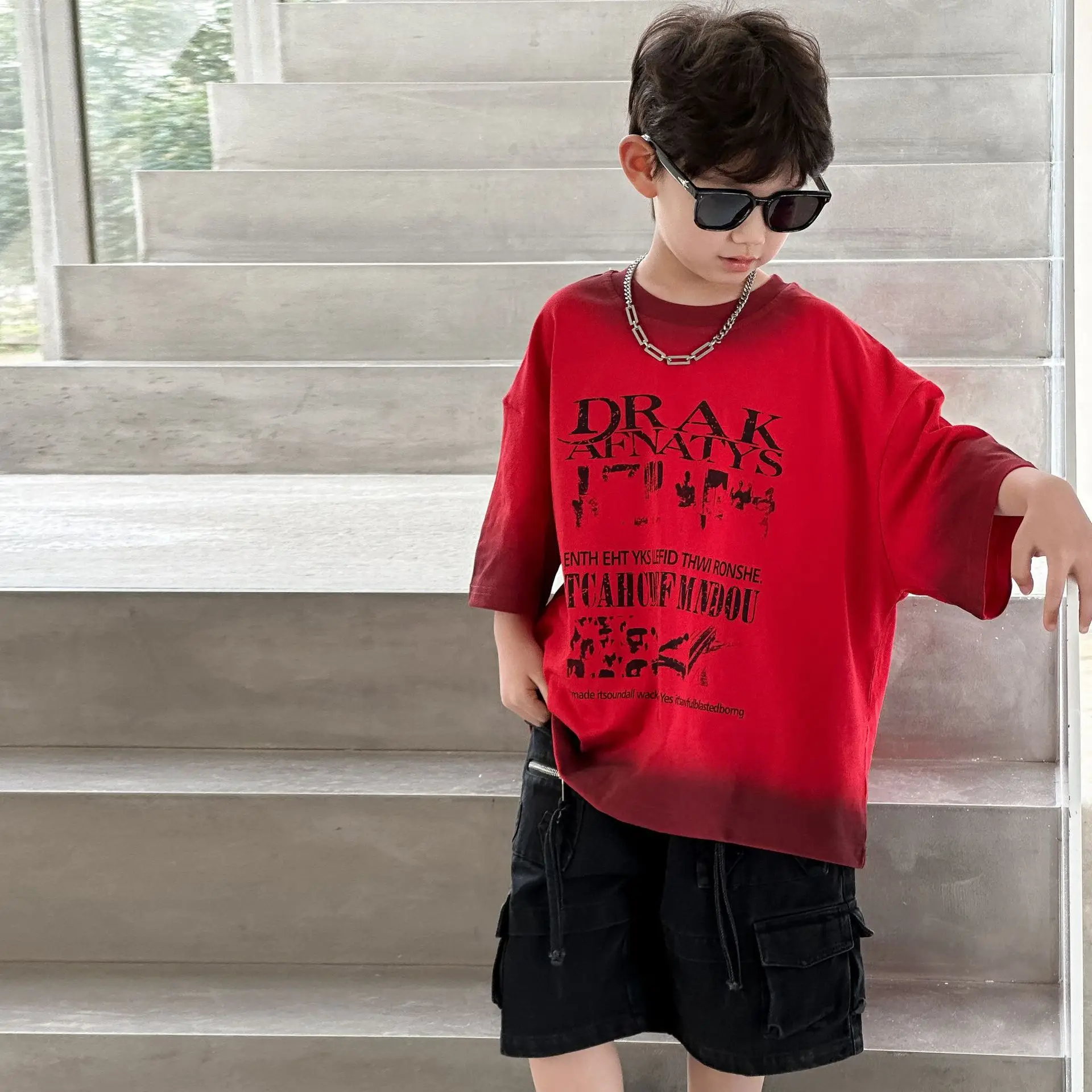 Kids Red Graphic T-Shirt Boys 2025 Casual Wear — feature 9