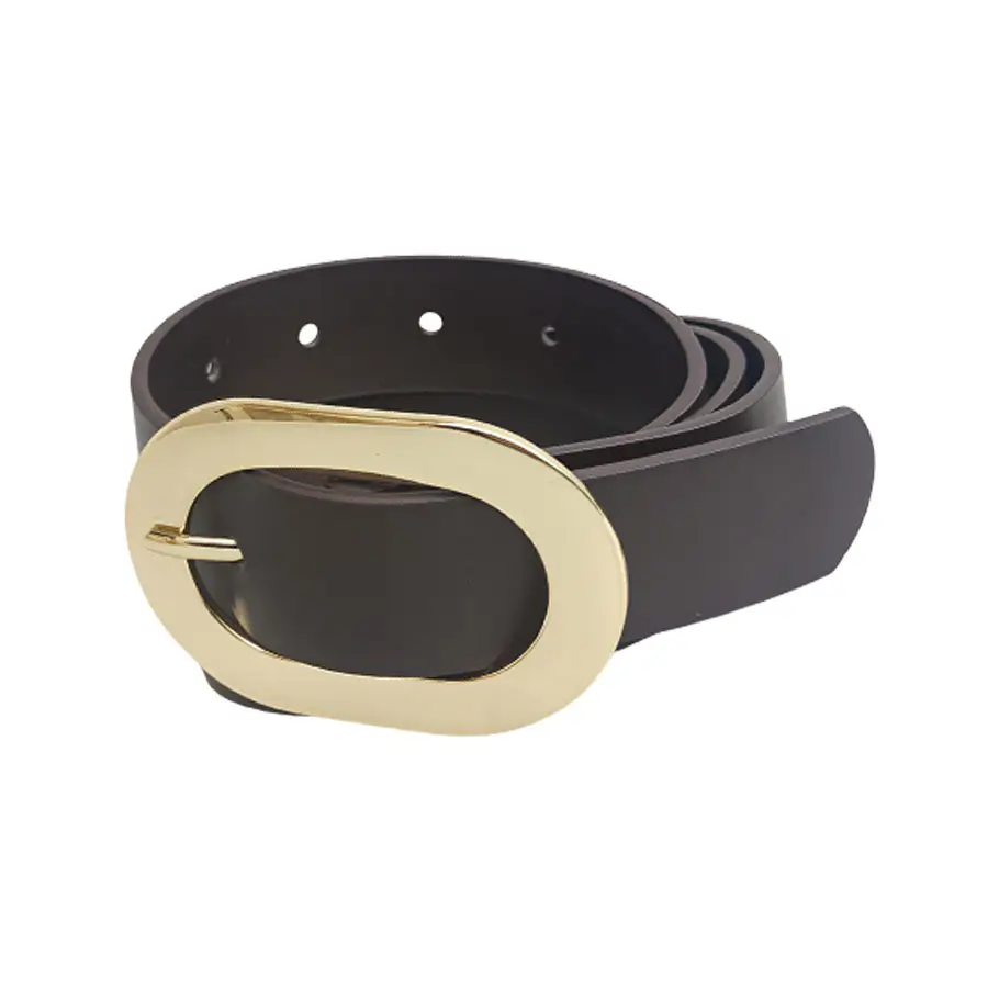 Red Slim Belt for Women with Gold Buckle - Image 2