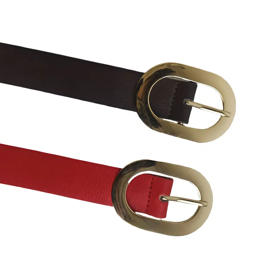 Red Slim Belt for Women with Gold Buckle — feature 6