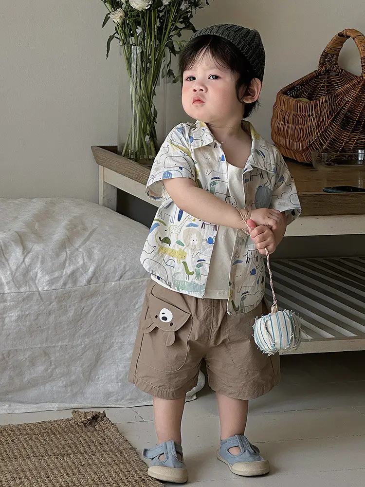 Boys' 2026 Summer Thin T-Shirt Set with Cardigan Top