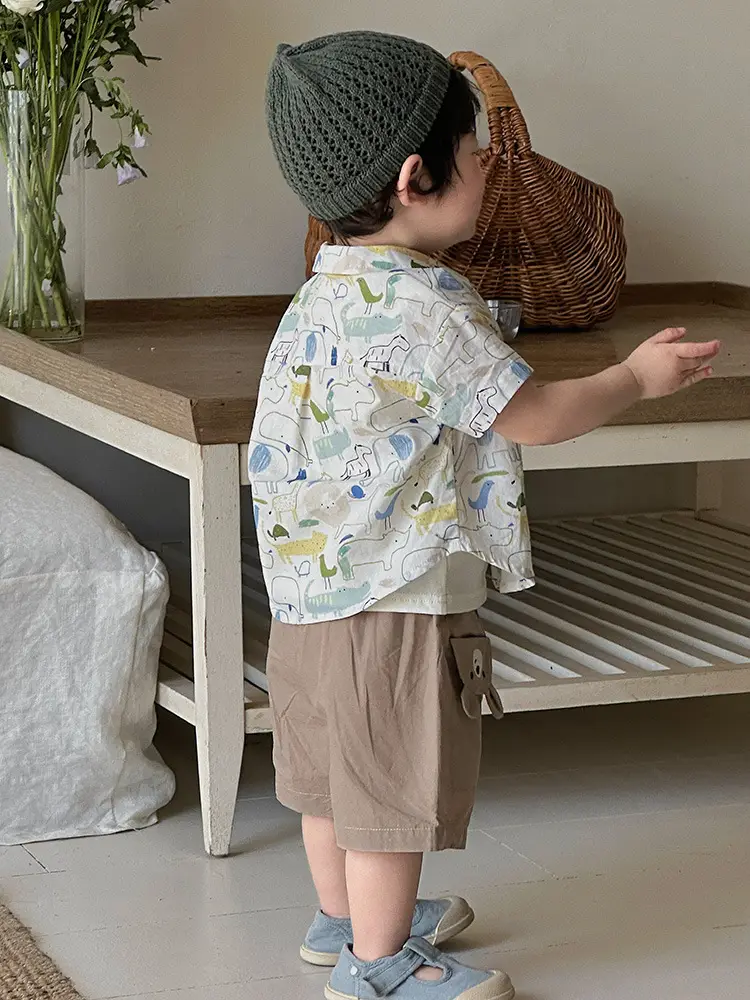 Boys' 2026 Summer Thin T-Shirt Set with Cardigan Top