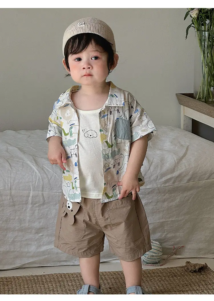 Boys' 2026 Summer Thin T-Shirt Set with Cardigan Top — feature 14