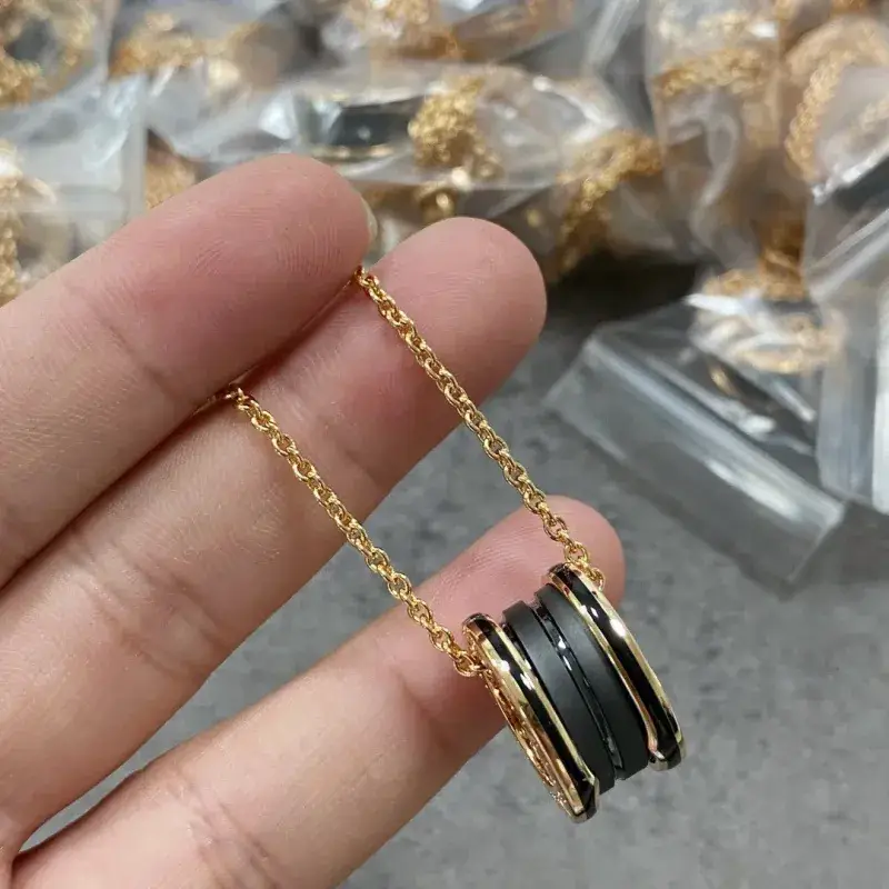 Plated Gold Ceramic Clavicle Necklace for Men Women