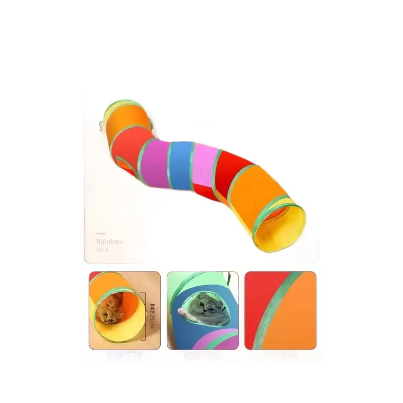 Pet Supplies Amazon New Rainbow Straight-Through Cat Tunnel Self-Entertaining Educational Cat Toy Foldable Cat Tunnel
