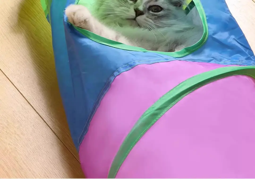 Pet Supplies Amazon New Rainbow Straight-Through Cat Tunnel Self-Entertaining Educational Cat Toy Foldable Cat Tunnel — feature 7