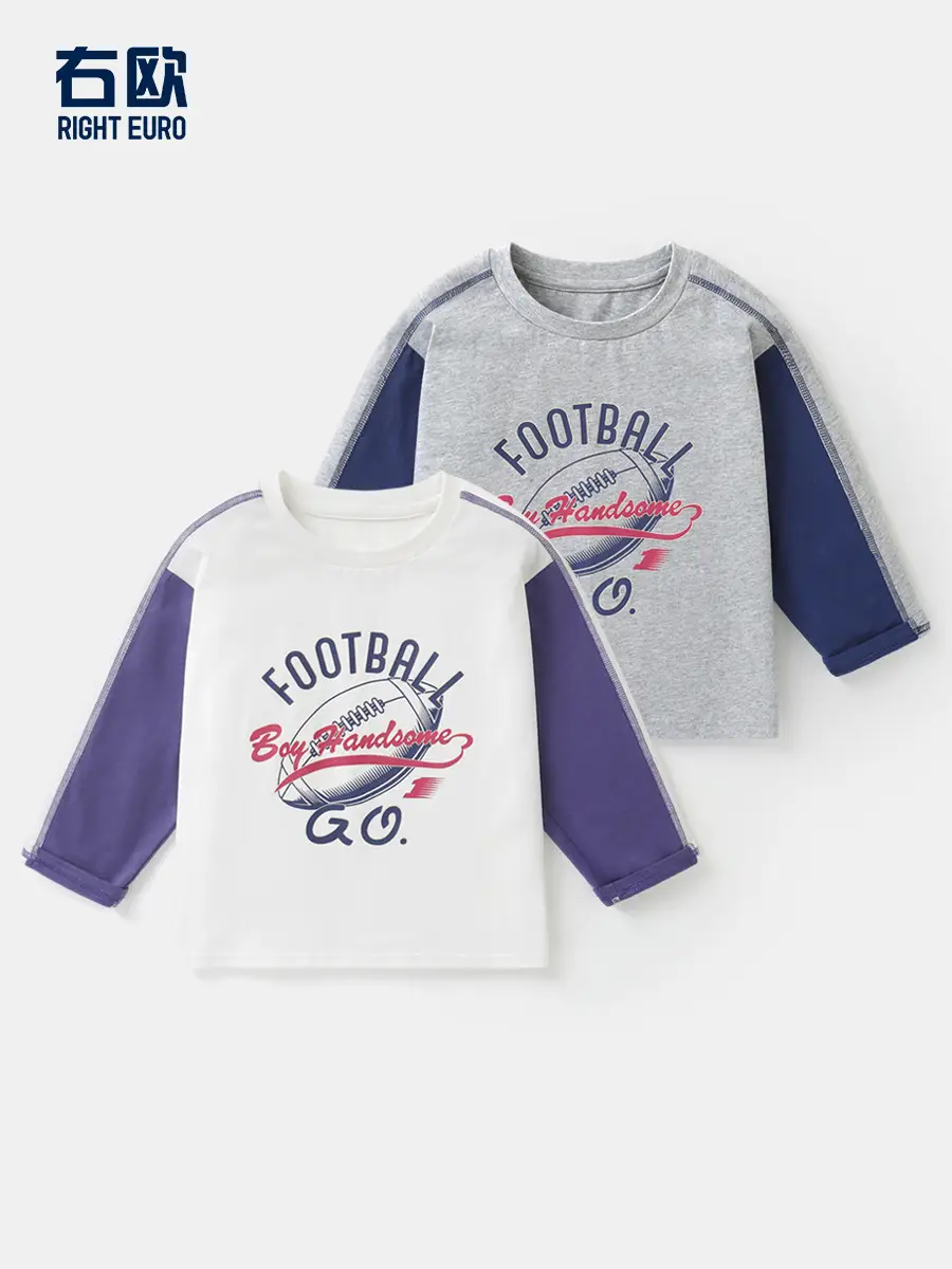 Football Long Sleeve Kids T-Shirt White Purple - Image 5