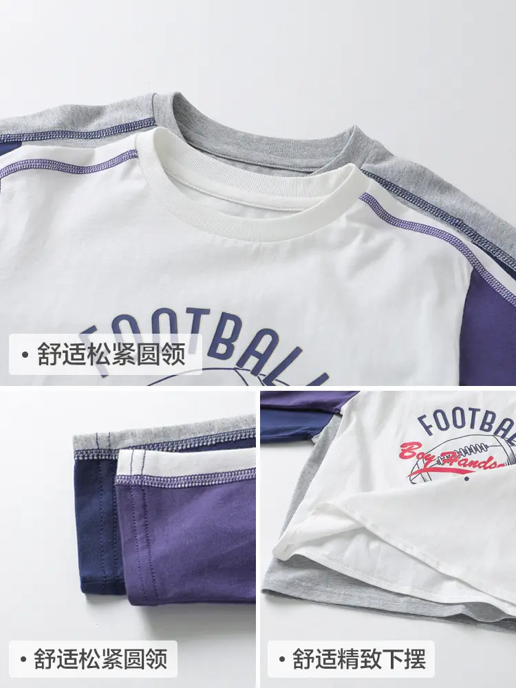 Football Long Sleeve Kids T-Shirt White Purple - Image 6