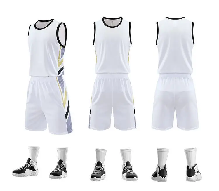 Men's White Printed Basketball Uniform Suit — feature 18
