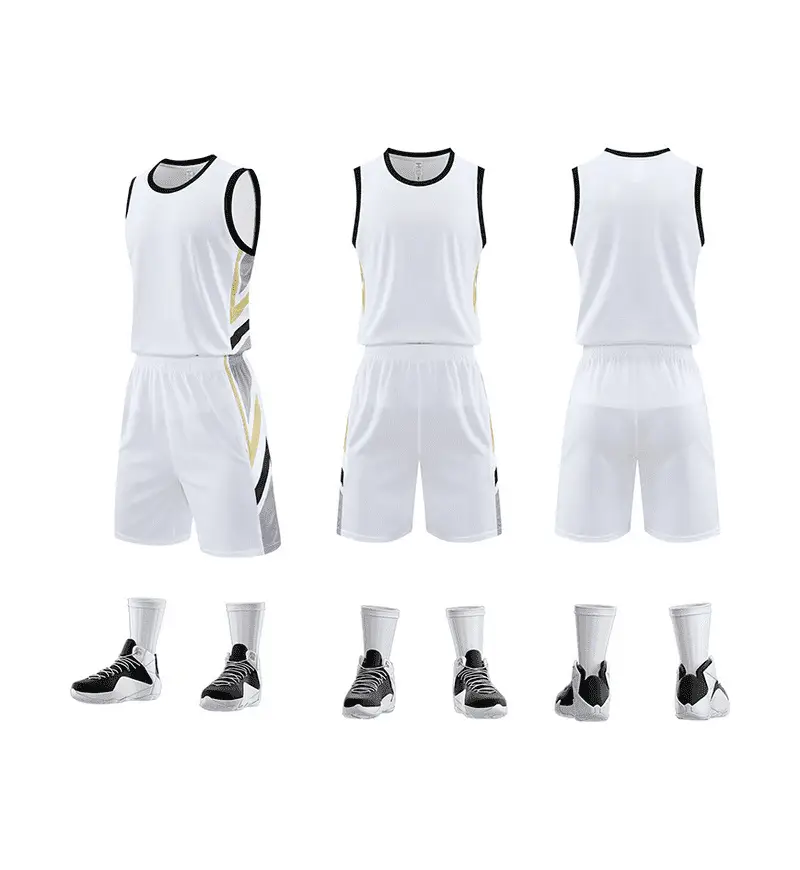 Men's White Printed Basketball Uniform Suit