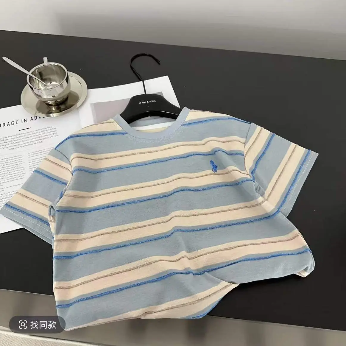 Children Striped T-Shirt Pink Green Striped 2026 Summer - Image 5