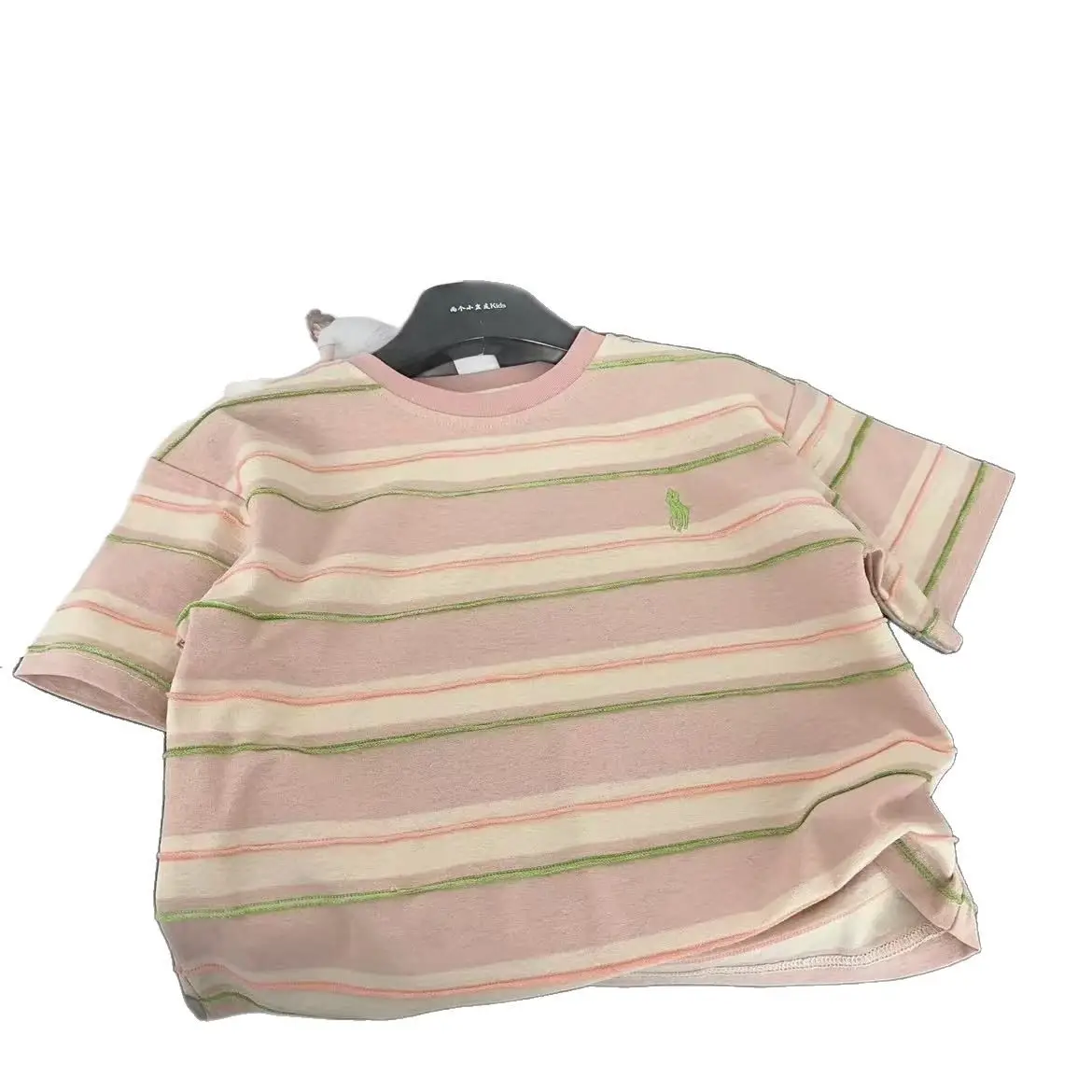 Children Striped T-Shirt Pink Green Striped 2026 Summer - Image 8