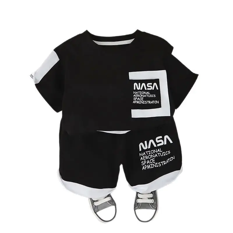 Kids Boys NASA Print 2-Piece Summer Suit Brown Green - Image 8