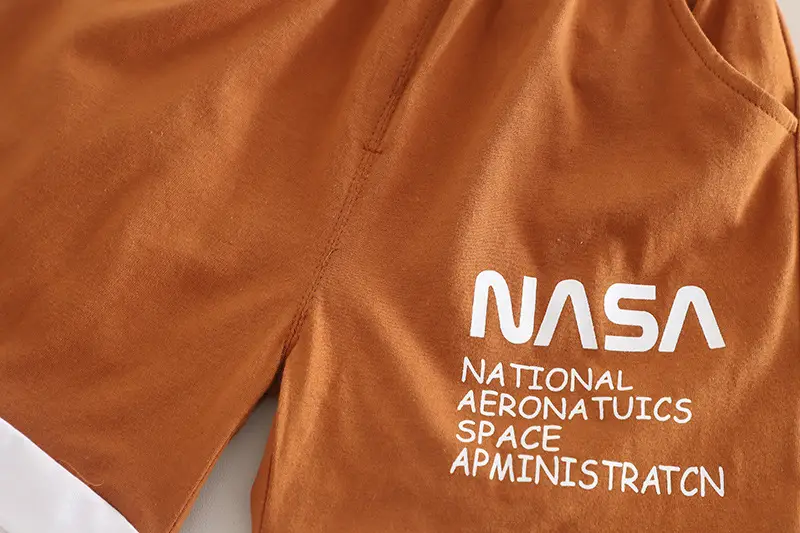 Kids Boys NASA Print 2-Piece Summer Suit Brown Green — feature 22