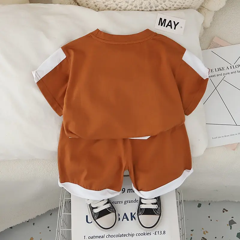 Kids Boys NASA Print 2-Piece Summer Suit Brown Green — feature 9