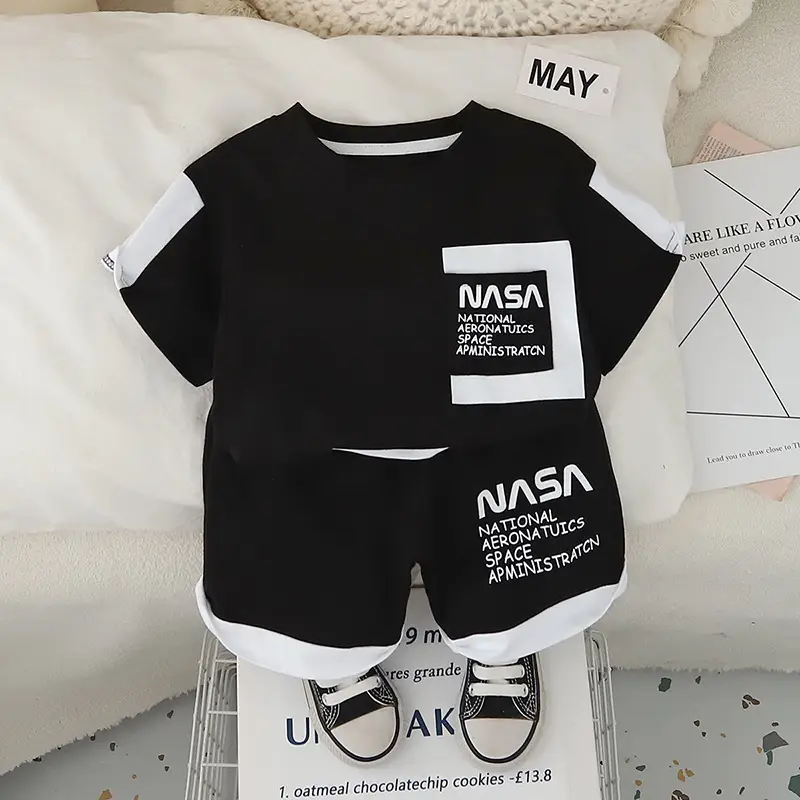 Kids Boys NASA Print 2-Piece Summer Suit Brown Green - Image 3