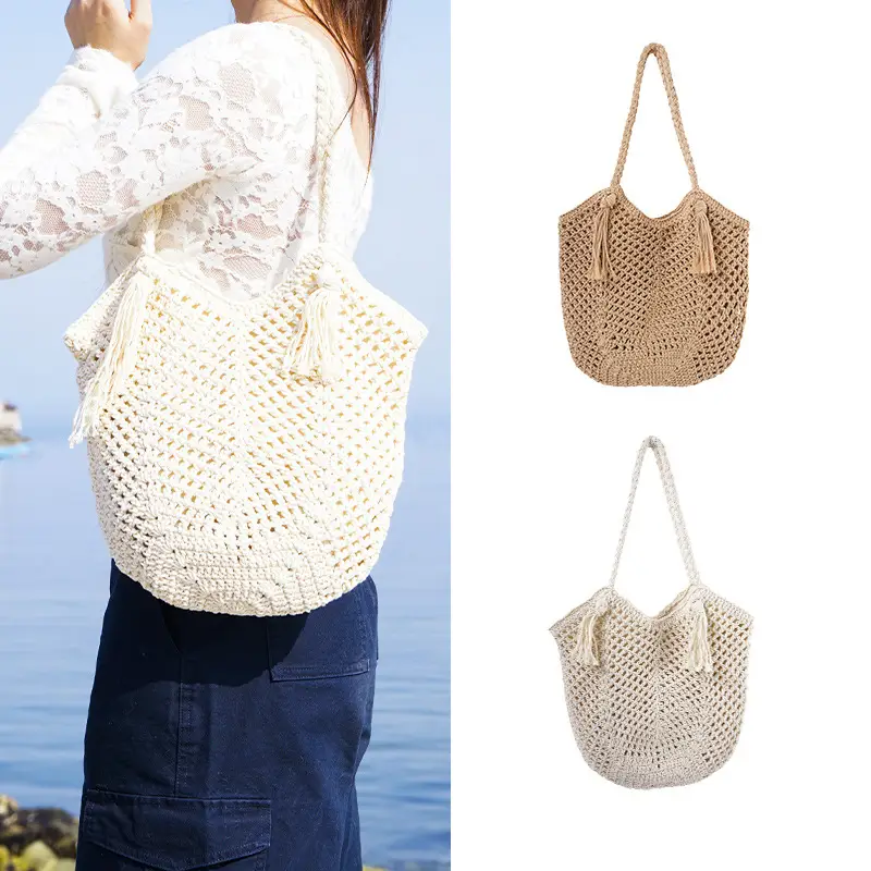 Cotton Woven Large Capacity Shoulder Bag All Colour - Image 4