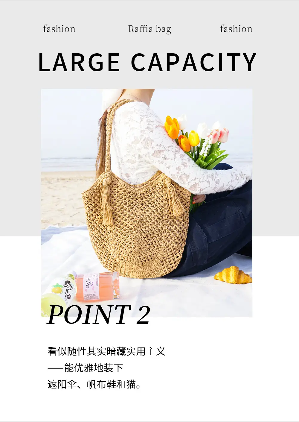 Cotton Woven Large Capacity Shoulder Bag All Colour — feature 6