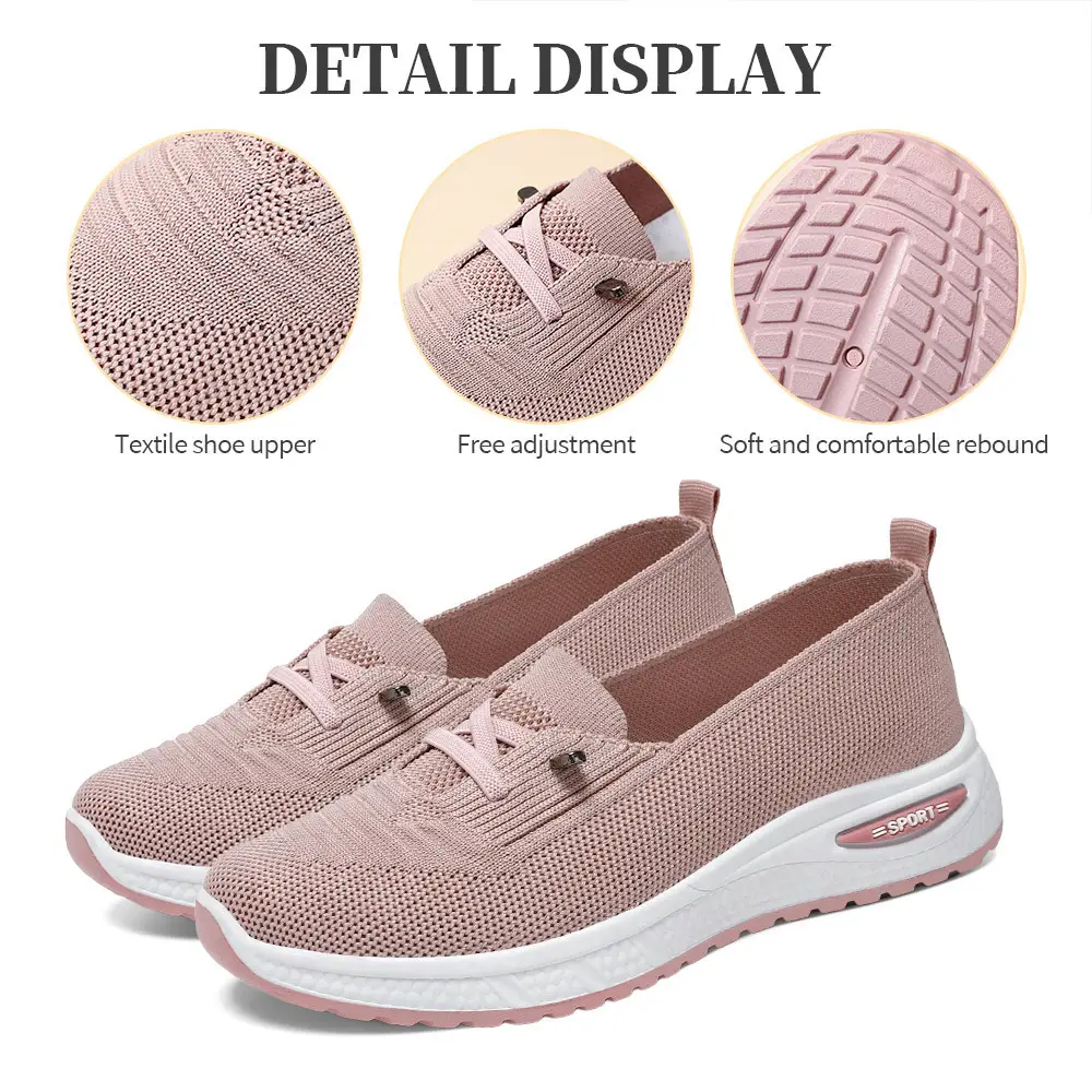 Women's Shoes, Versatile Cross-Border Spring Casual Shoes, Fly-Knit Lace-Up Shoes, Breathable and Lightweight Women's Shoes, Soft-Soled Mesh Shoes - Image 7