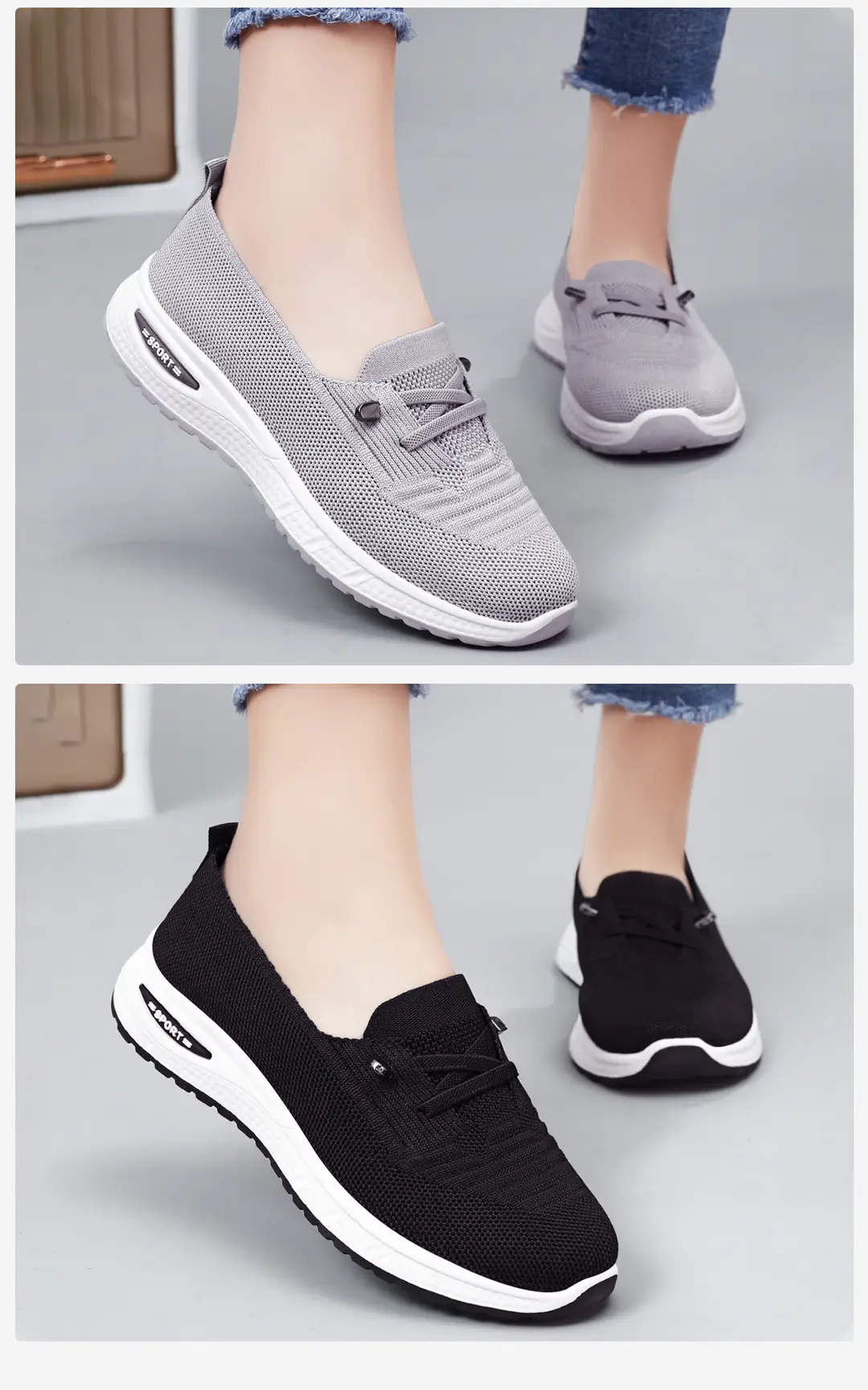 Women's Shoes, Versatile Cross-Border Spring Casual Shoes, Fly-Knit Lace-Up Shoes, Breathable and Lightweight Women's Shoes, Soft-Soled Mesh Shoes — feature 14