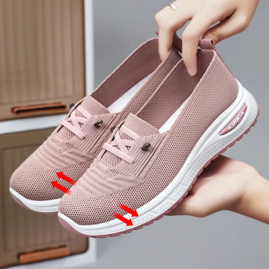 Women's Shoes, Versatile Cross-Border Spring Casual Shoes, Fly-Knit Lace-Up Shoes, Breathable and Lightweight Women's Shoes, Soft-Soled Mesh Shoes — feature 2