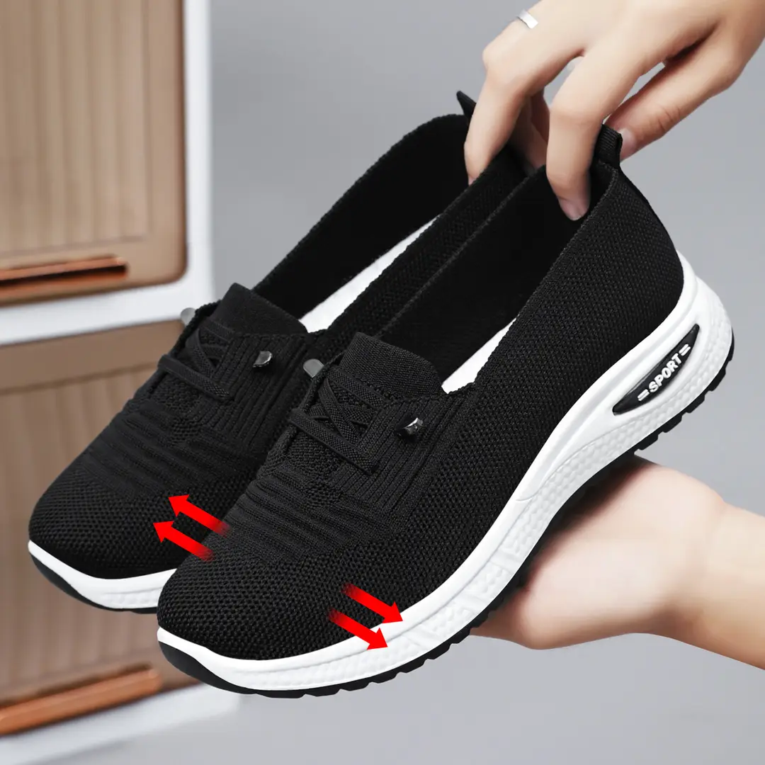 Women's Shoes, Versatile Cross-Border Spring Casual Shoes, Fly-Knit Lace-Up Shoes, Breathable and Lightweight Women's Shoes, Soft-Soled Mesh Shoes — feature 3