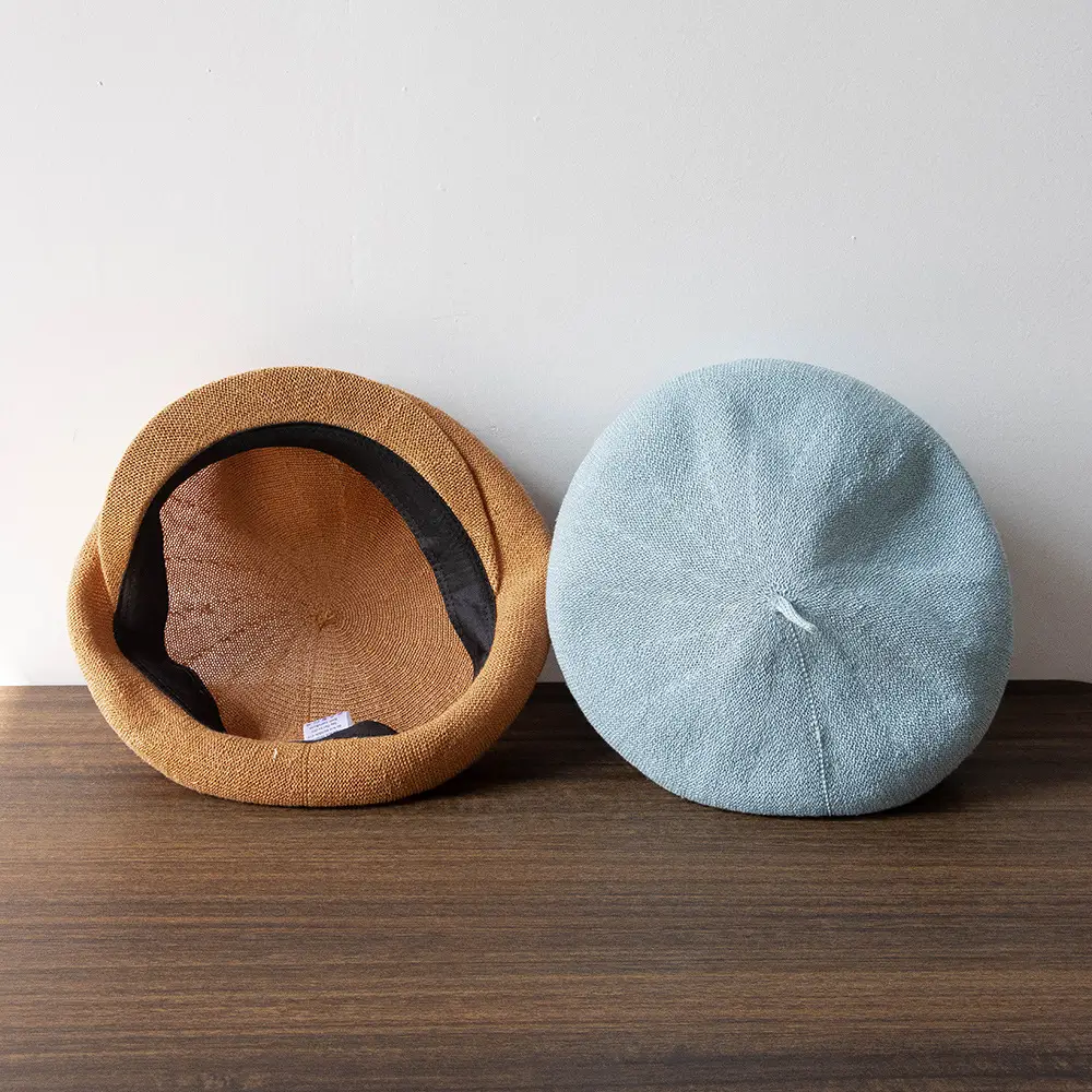 Blue Korean Style Mesh Linen Beret for Women - Image 8