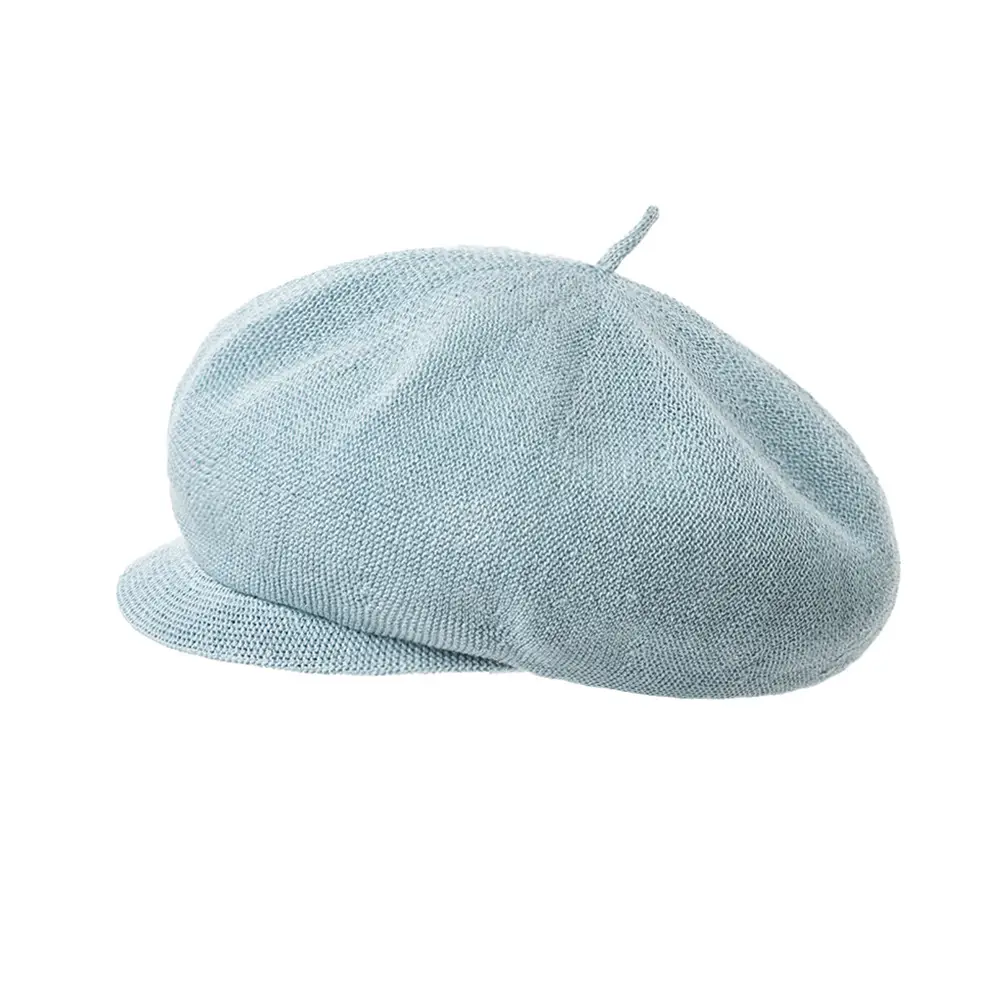 Blue Korean Style Mesh Linen Beret for Women - Image 5
