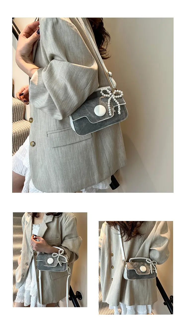 Women's 2025 Spring New Square Handbag with Pearl Chain — feature 16