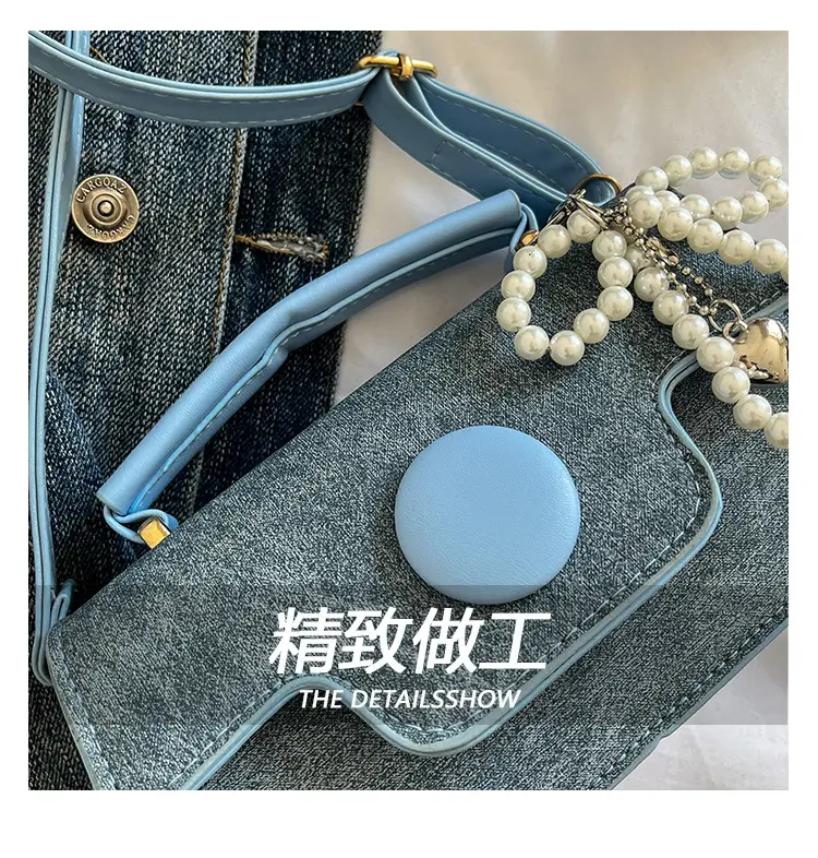 Women's 2025 Spring New Square Handbag with Pearl Chain — feature 5