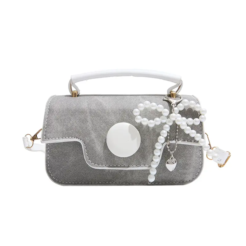 Women's 2025 Spring New Square Handbag with Pearl Chain - Image 3