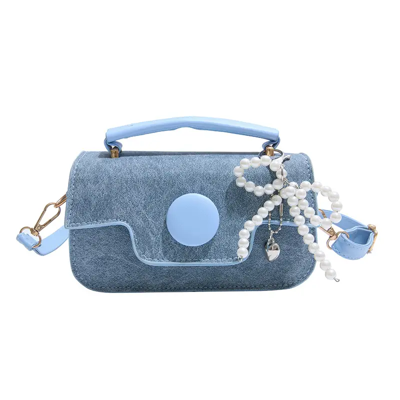 Women's 2025 Spring New Square Handbag with Pearl Chain - Image 4
