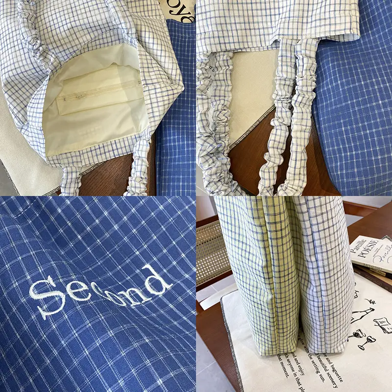 French Style Plaid Tote Bag Women 2025 Large Capacity - Image 7