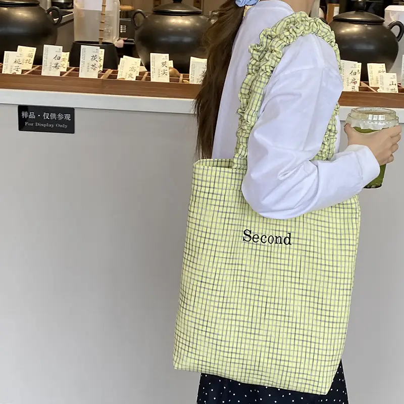 French Style Plaid Tote Bag Women 2025 Large Capacity - Image 3