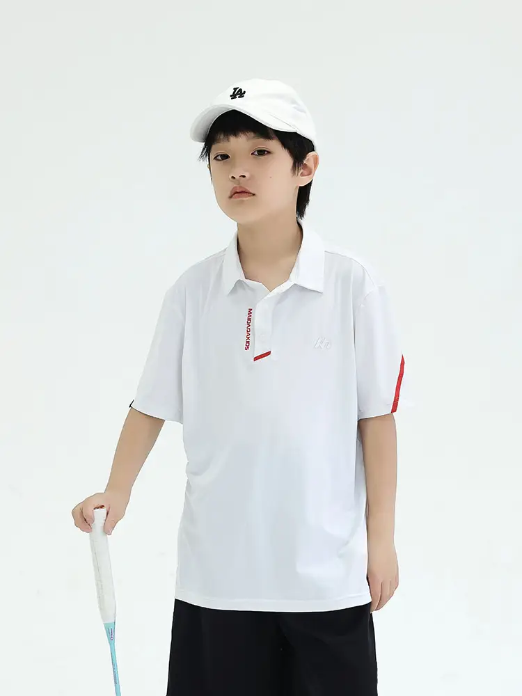 Kids Polo Shirt White Black Shorts Set for Boys - Image 3