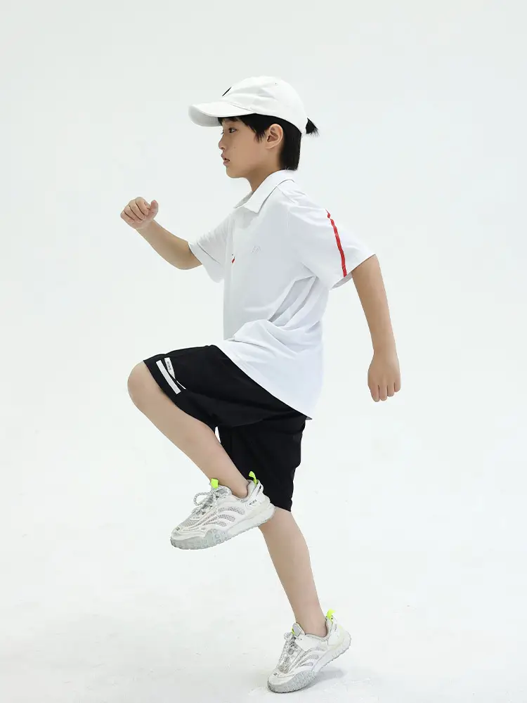 Kids Polo Shirt White Black Shorts Set for Boys - Image 4