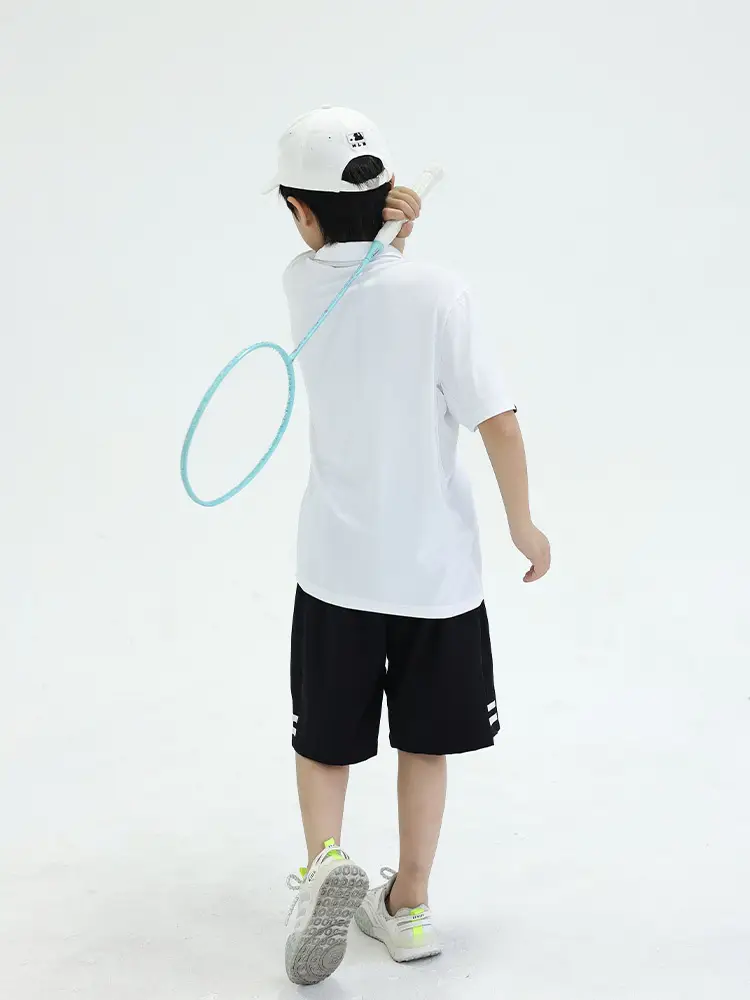 Kids Polo Shirt White Black Shorts Set for Boys - Image 5