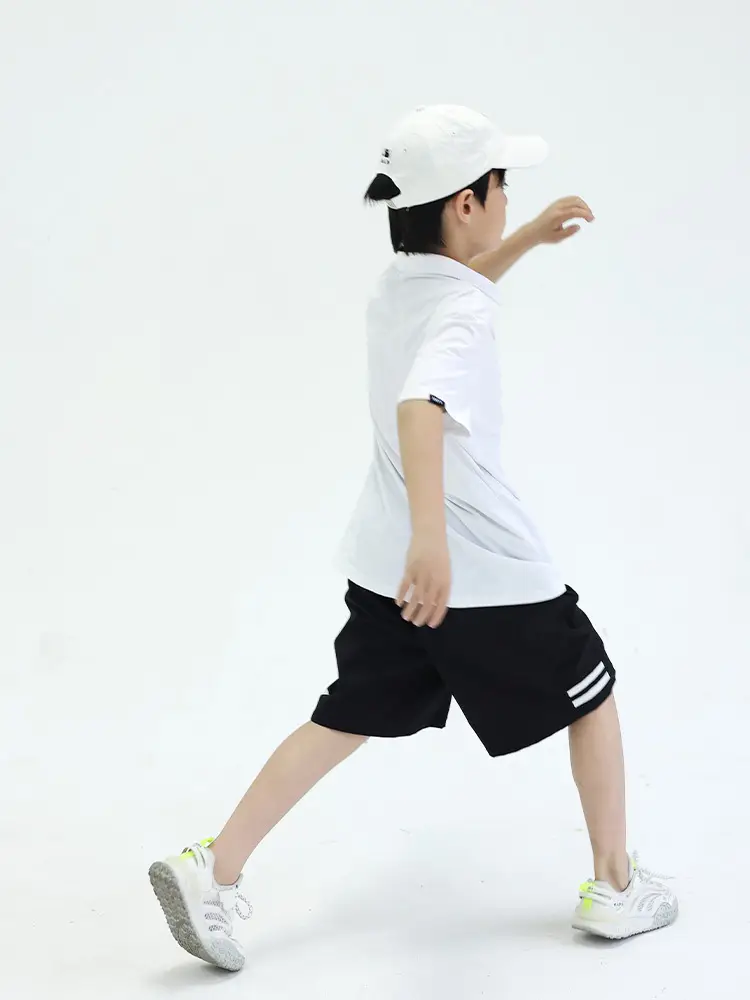 Kids Polo Shirt White Black Shorts Set for Boys - Image 6