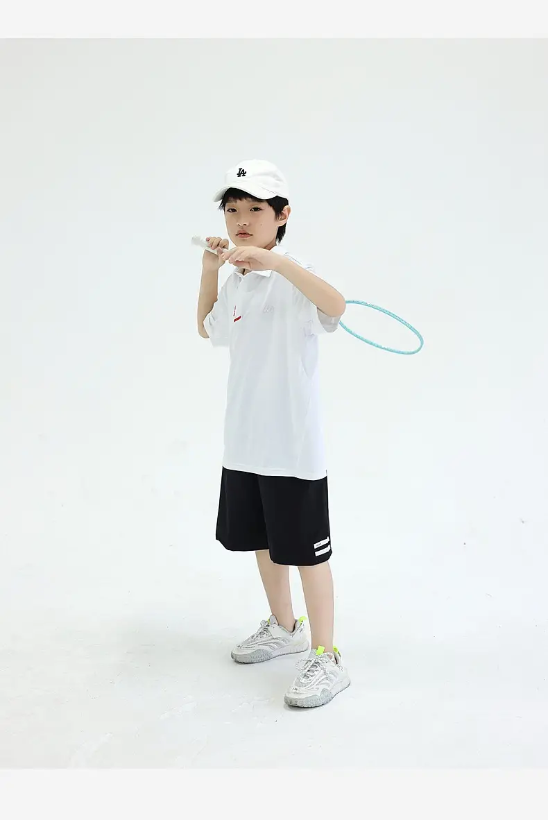 Kids Polo Shirt White Black Shorts Set for Boys — feature 23