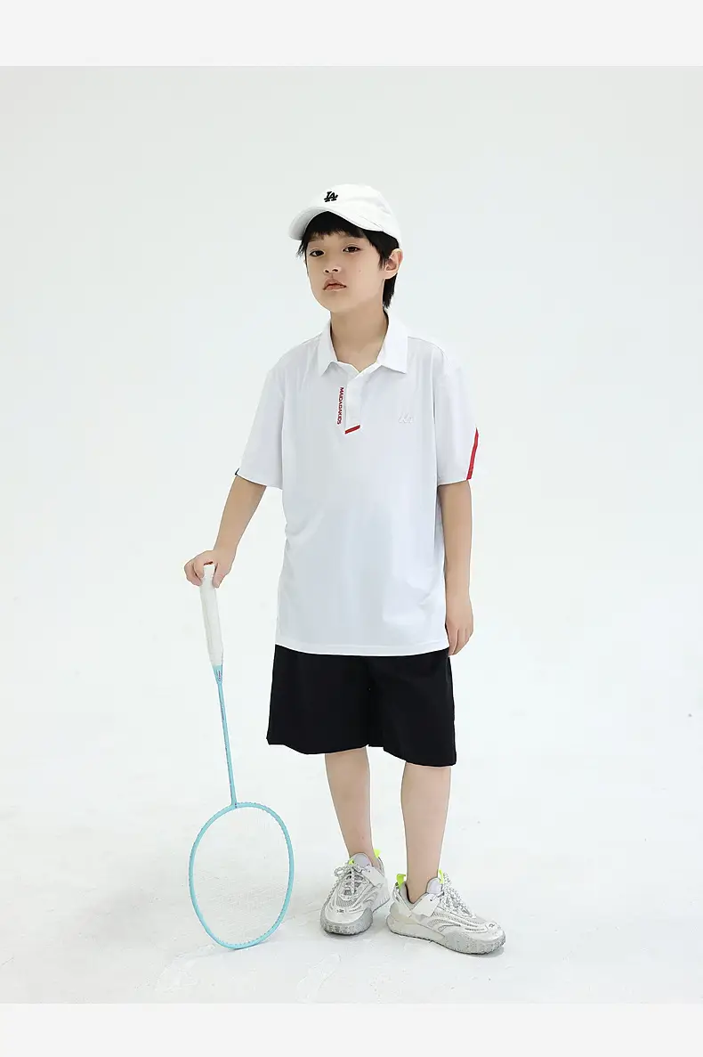 Kids Polo Shirt White Black Shorts Set for Boys — feature 26
