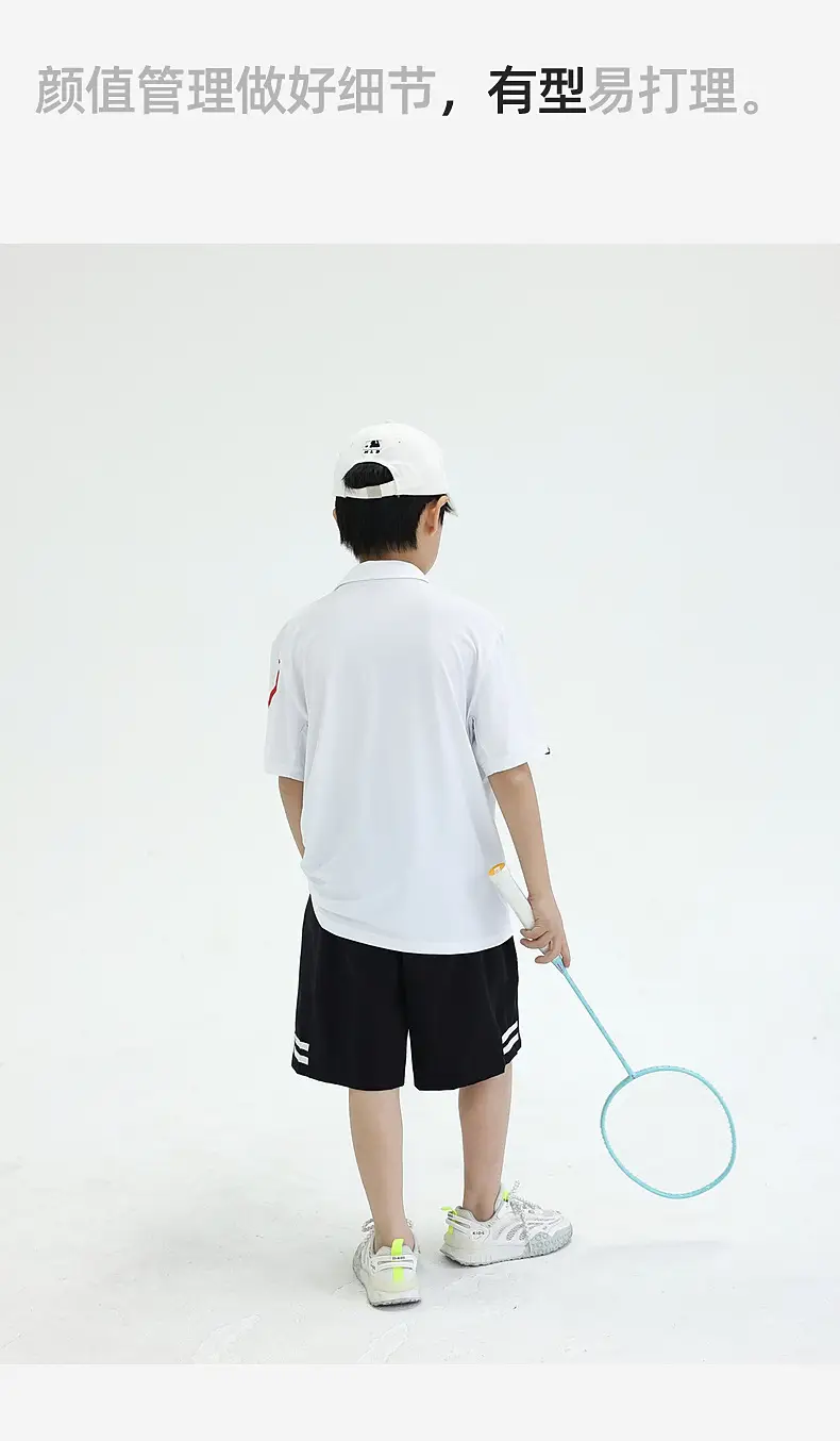 Kids Polo Shirt White Black Shorts Set for Boys — feature 27