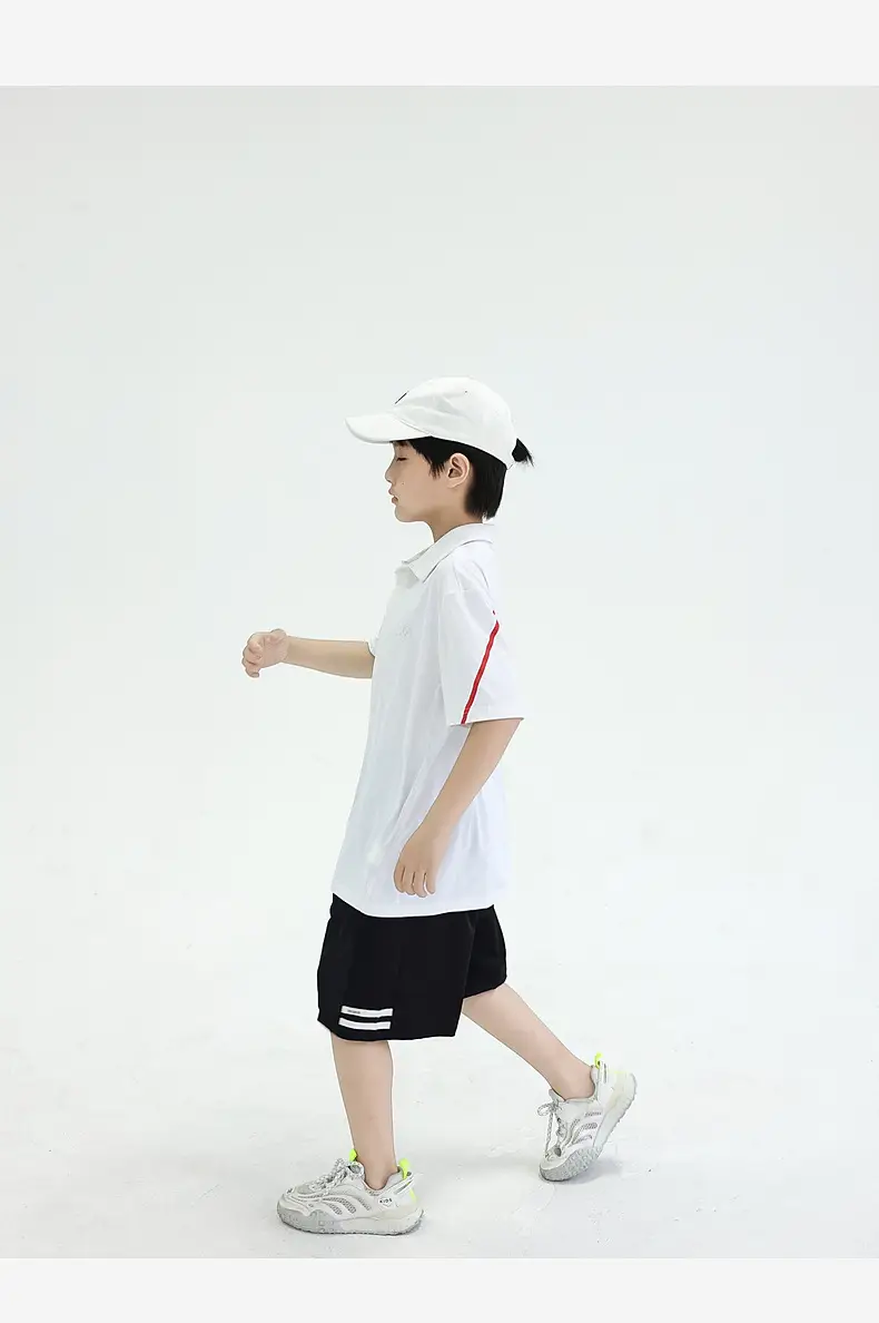 Kids Polo Shirt White Black Shorts Set for Boys — feature 29