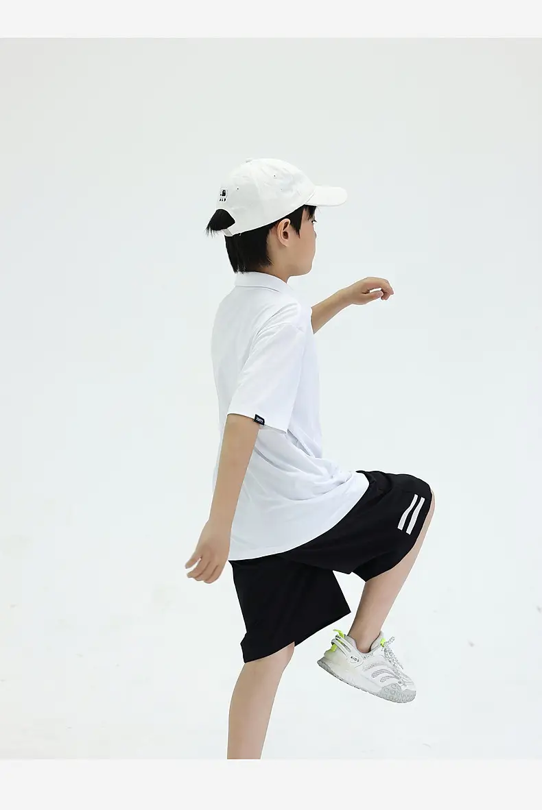 Kids Polo Shirt White Black Shorts Set for Boys — feature 30