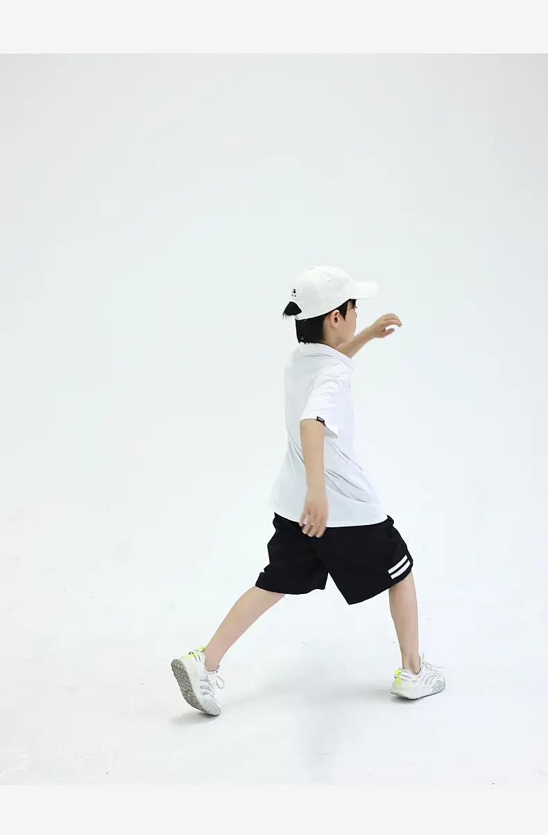 Kids Polo Shirt White Black Shorts Set for Boys — feature 31